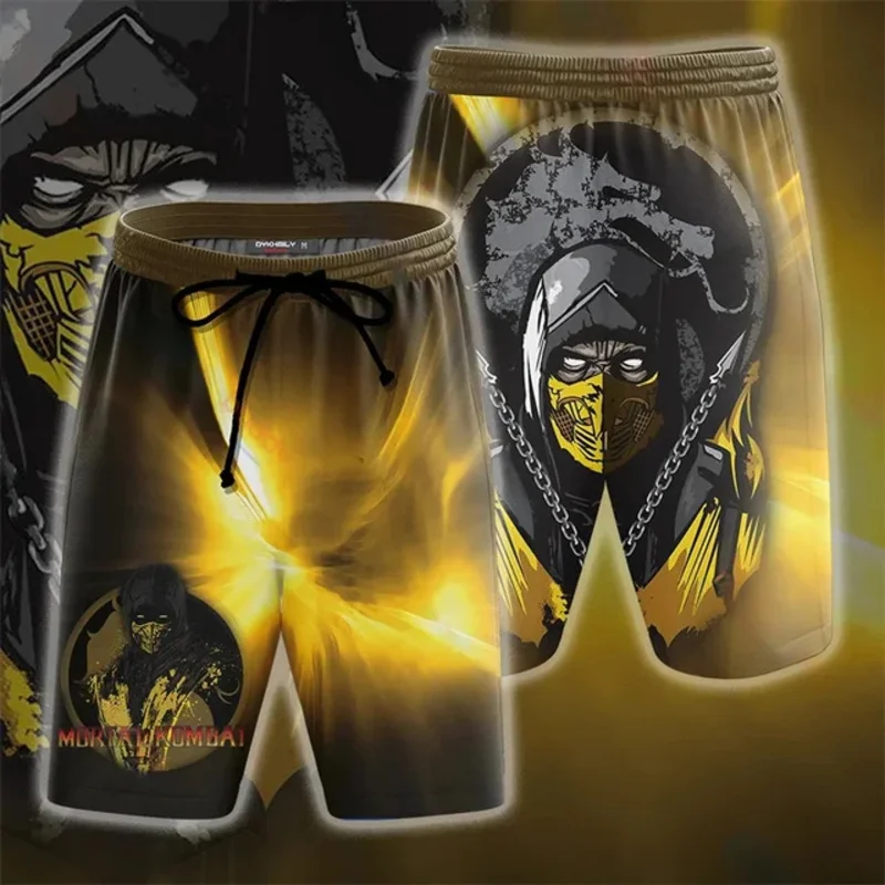 لعبة مورتال كومبات جرافيك مجلس السراويل الرجال الصيف 3D مطبوعة هاواي شورتات للبحر هاواي تصفح السراويل القصيرة السباحة