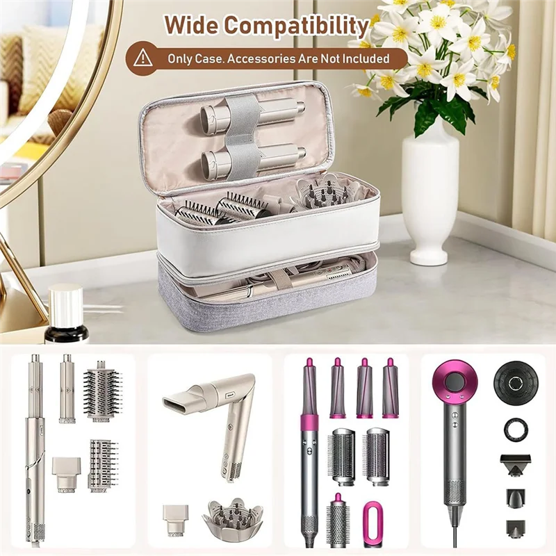 ABVO-Hair Dryer Travel Carrying Case Double Layer Storage Bag Organizer For Dyson Airwrap/Shark Flex Style Attachment