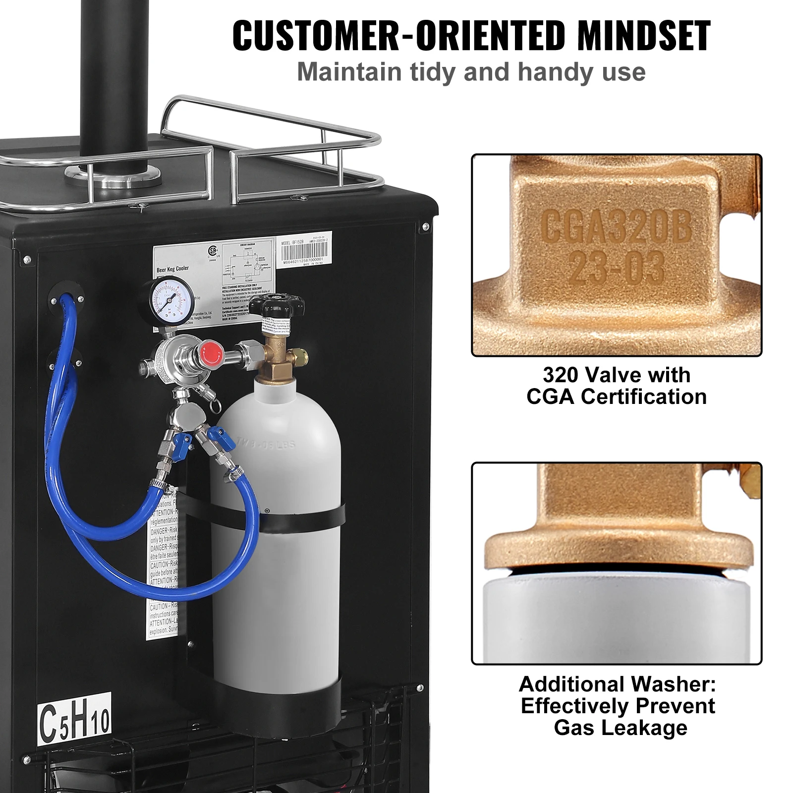 SucceBuy 5 رطل CO2 خزان الألومنيوم اسطوانة غاز العلامة التجارية الجديدة CO2 اسطوانة مع طلاء رذاذ رمادي خزان CO2 مع صمام CGA320