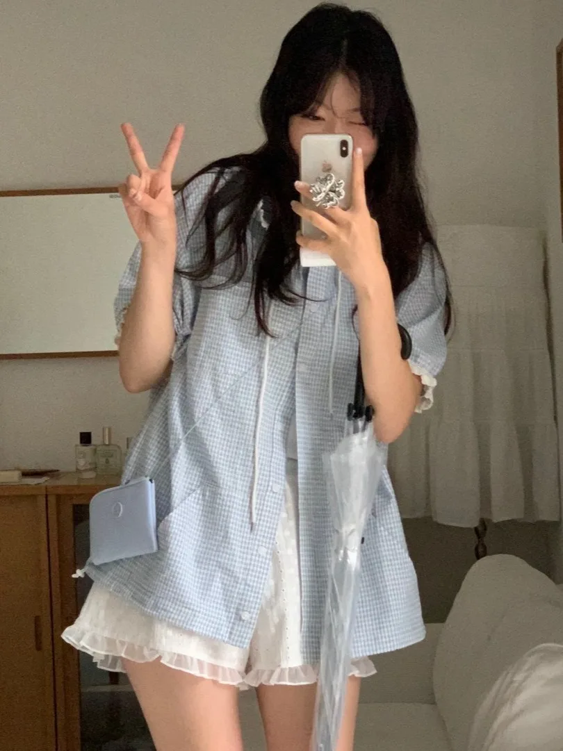 Chic ort Sve manteau femme Plaid jeune à capuche bouton unique polyvalent haut tendance trajet Sle coupe ample longueur régulière