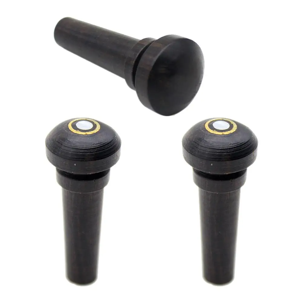 

3 Pcs Violin End Pins Ebony Tailpiece Accessories Black Wooden Bridge Studs Repair Parts Elegant Design Durable Quality