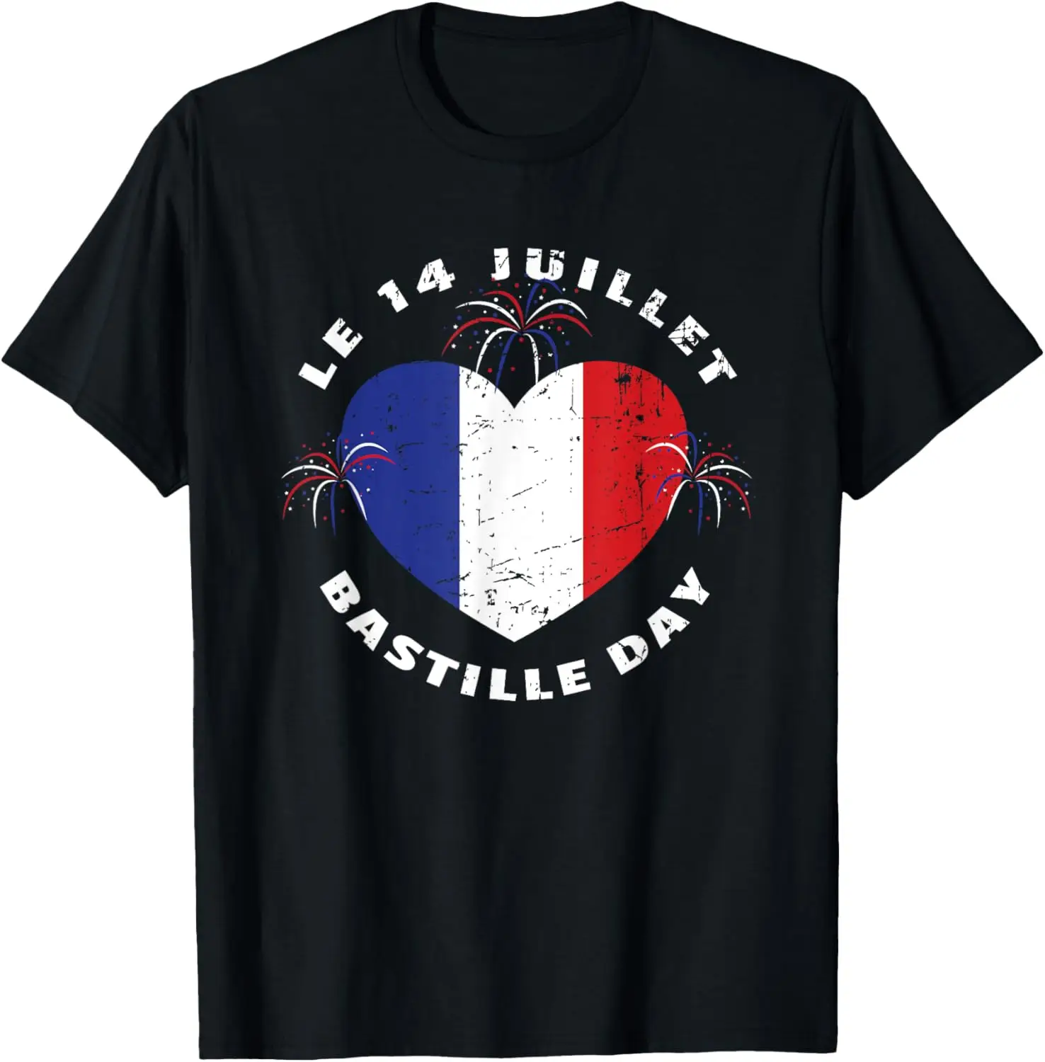 

Vintage Le 14 Juillet Bastille Day French Flag Heart July 14 T-Shirt