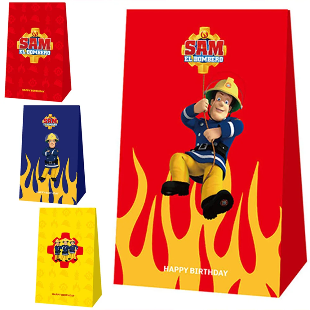 6pcs Firefighter Goodie Bags  Fireman Sam Extinguishing and Protection Theme Party Decorations Supplies  Candy Bag  Gift Bag