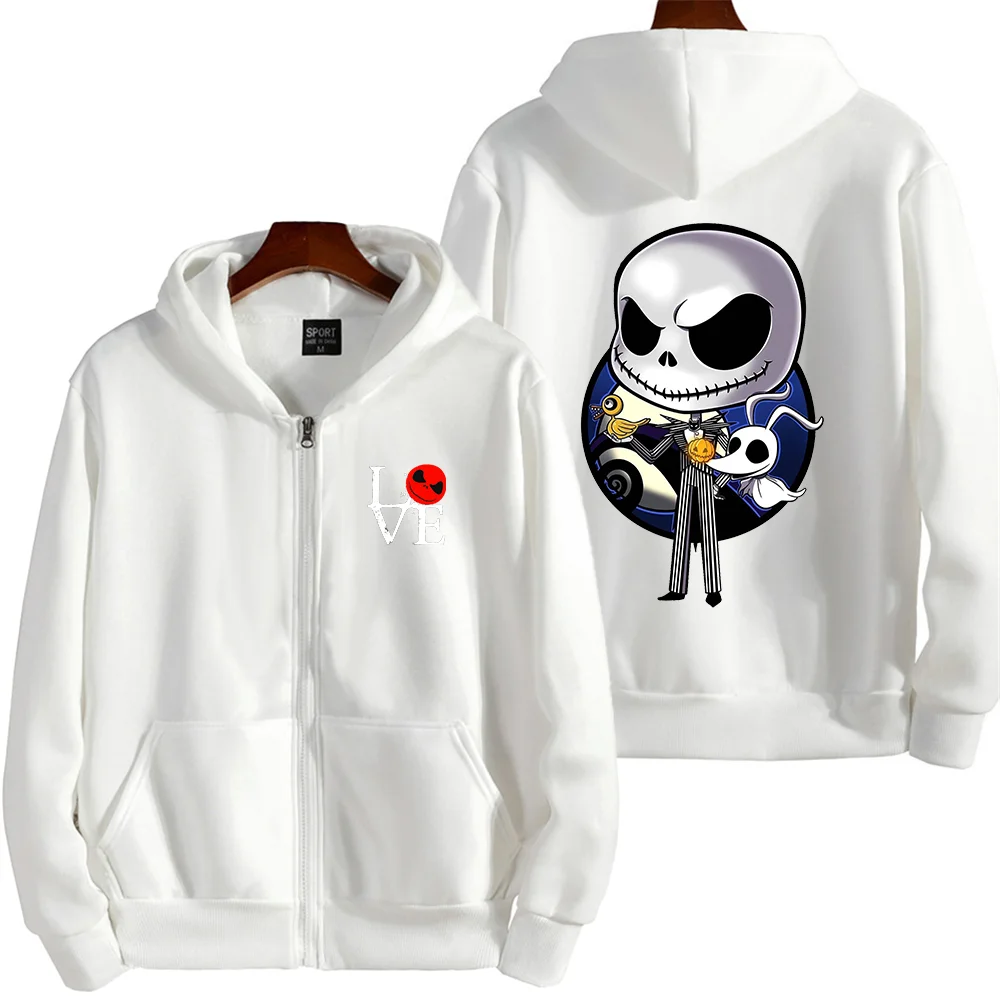 Disney Jack Skellington The Nightmare Before Christmas Couple Printed Hoodie Cartoon Skull Leisure Sports Street Student Hoodie