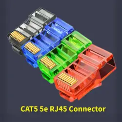 CAT5e Cat5 RJ45 Connector 5e 5 8P8C Modular Plug For Ethernet Cable RJ 45 Ends Crimp Connectors Networking Plugs Max 1mm ID