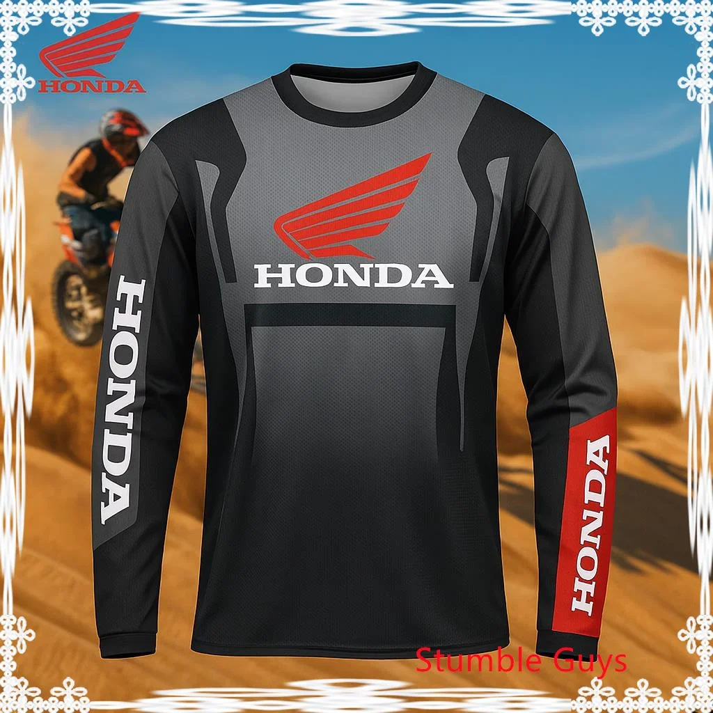 

Honda Men's Summer T-Shirt Quick-Dry Teen Fashion Sports Motorcycle Racing Car Brand Long Sleeve Casual​