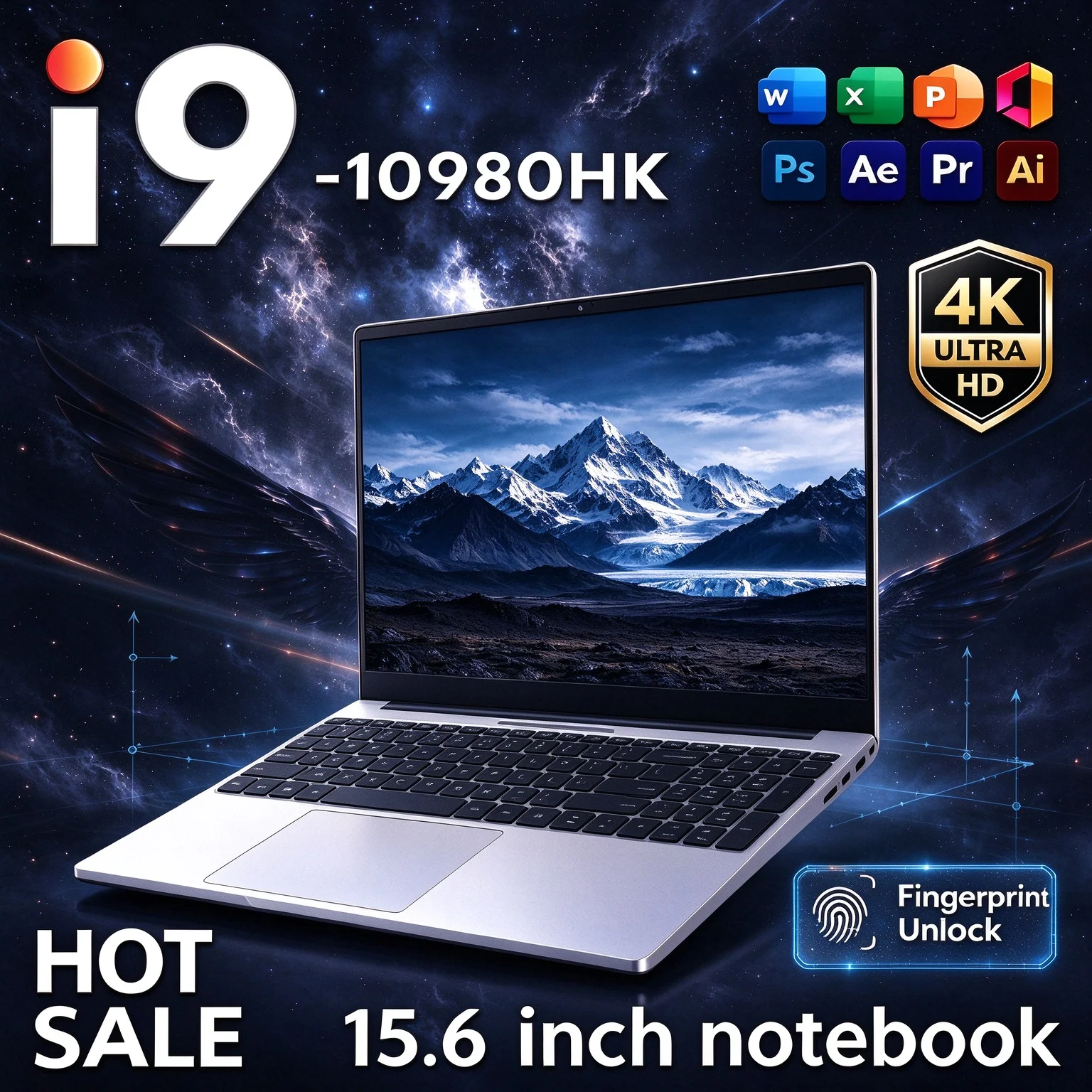 15.6Inch Intel Core I9-10980HK Ultra Slim Pro Laptop Notebook PC 32GB RAM 2TB M.2 SSD Gaming Notebook Office Fast New