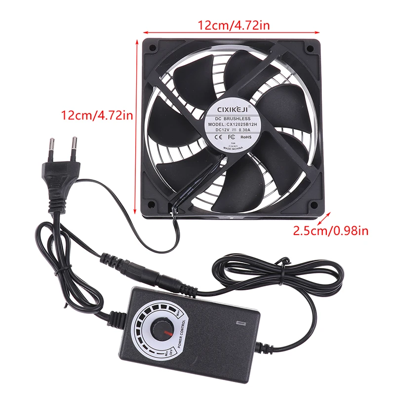 Machine Chassis Workstation Cabinet Radiator Server Fan 12CM 2700RPM Fan Cooling With Controller + 2 Metal Mesh Covers 12V BTC