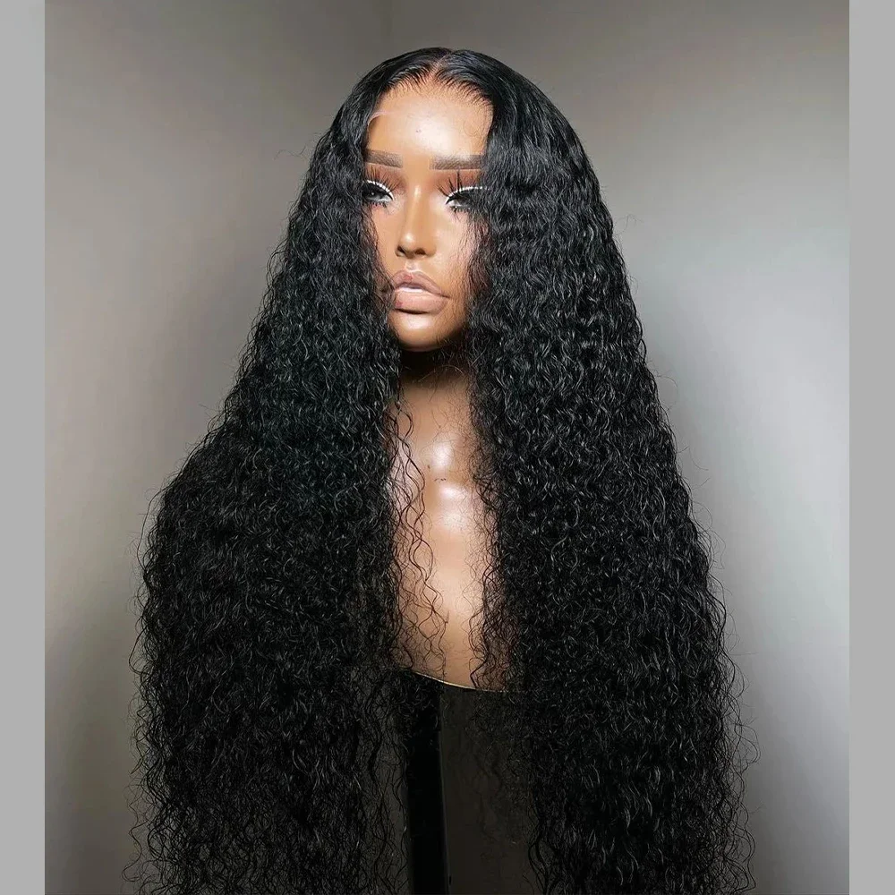 Perruque Lace Front Wig sans colle bouclée crépue pour femme, cheveux de bébé, densité 180, noir naturel, doux, long, degré de chaleur, préplumé, 03/3