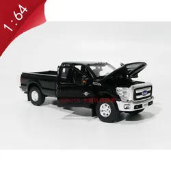 BM Diecast Alloy 1:64 2016 F-250 Classic Black Pickup Truck Model Open Door Adult Collection Display Ornament