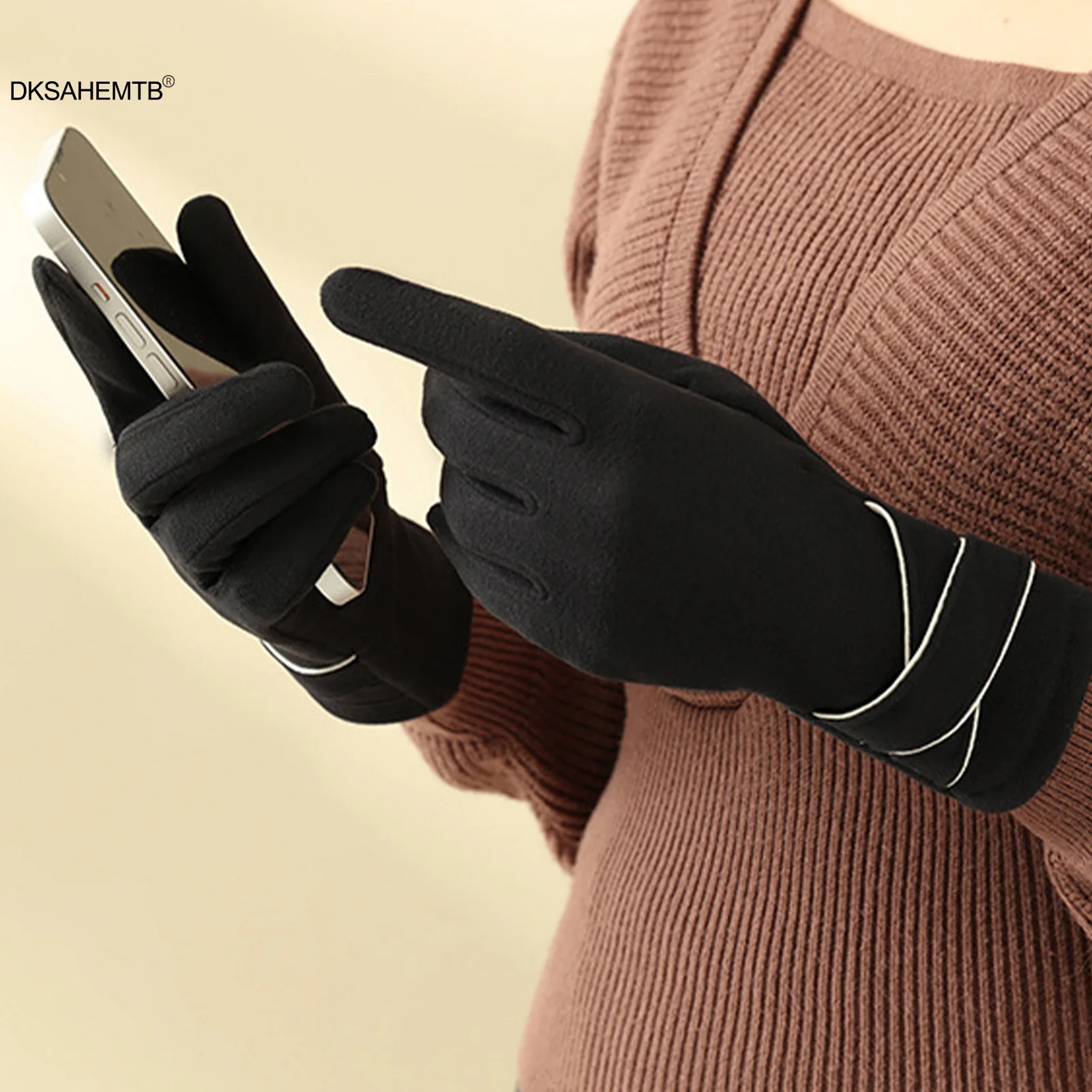 

Winter Cycling Warm Gloves Trendy Elegant Imitation Cashmere Full Finger Gloves Outdoor Riding Cycling Travel Warm Mittens 2025
