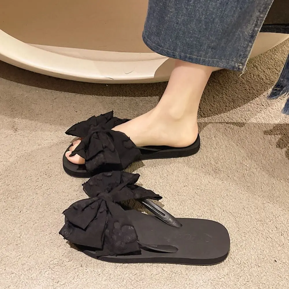 

All Match Soft Sole Bowknot Flip Flops Anti Slip Beachwear Slippers for Women Shoes Sweet Beach Slippers Home