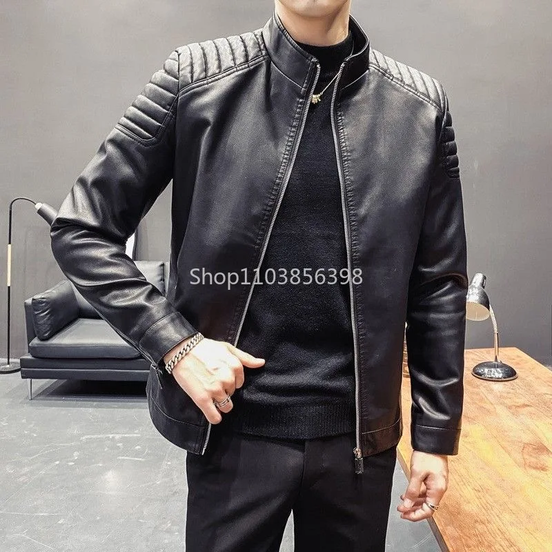Men PU Leather Jacket Motorcycle Streetwear Baseball Outdoor Bomber Casual coat Men Autumn Motorcycle Windbreaker Male Outwear