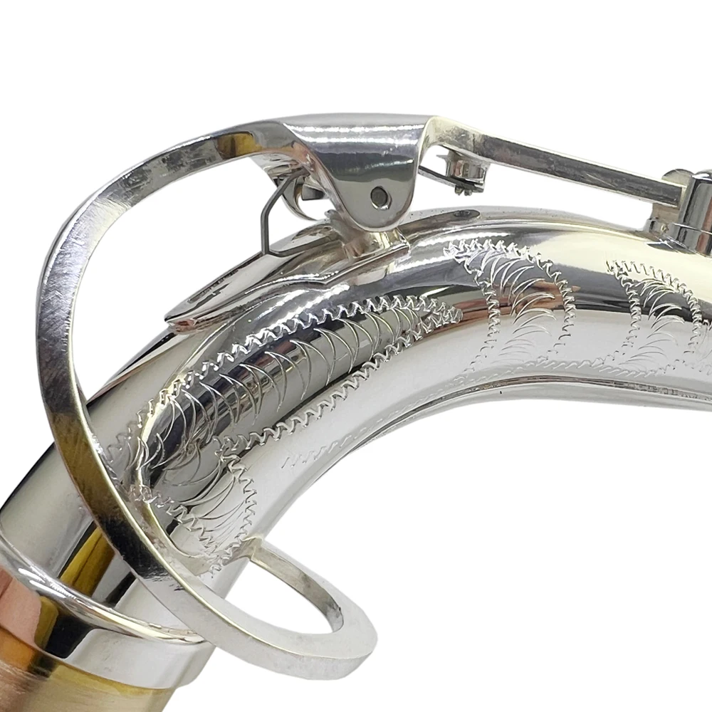 Alto saxophone with a curved neck, copper plated with silver and nickel, saxophone curved neck socket diameter 24.5mm