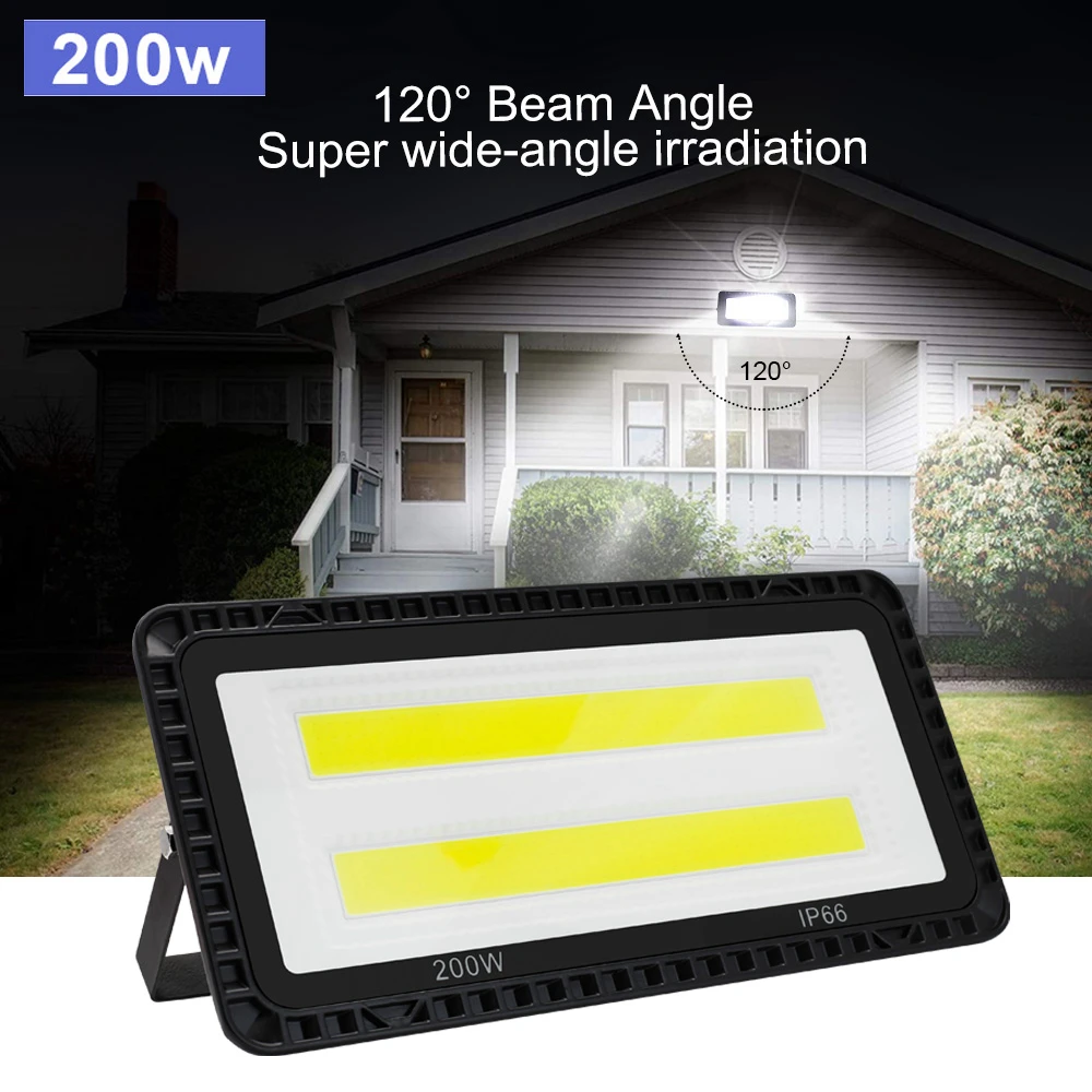 Outdoor LED Flood Lights IP66 Waterproof Floodlight AC 220V 200W 100W 50W Garden Wall Lighting Projector Landscape Spotlight LED