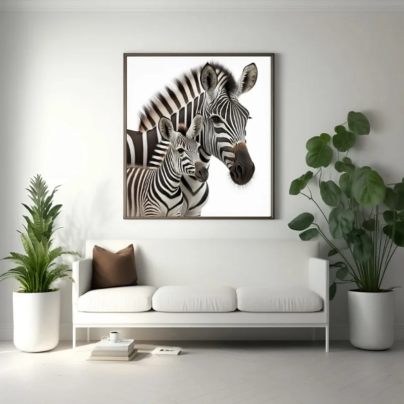 Animals and Their Baby Highland Cow Lion Zebra Giraffe Posters and Prints Canvas Printing Wall Art Picture for Living Room Decor