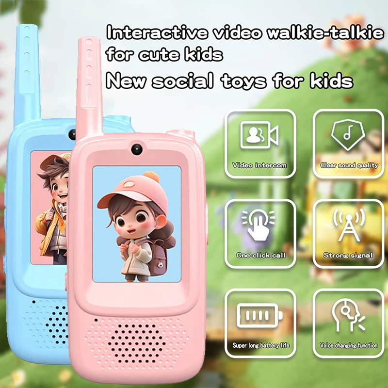 

2 шт., детские видеорации, рации с функцией селфи, отправка голосовых сообщений, фото, эмодзи для детей, для использования в помещении, для кемпинга, на день рождения, на Рождество, подарки для мальчиков