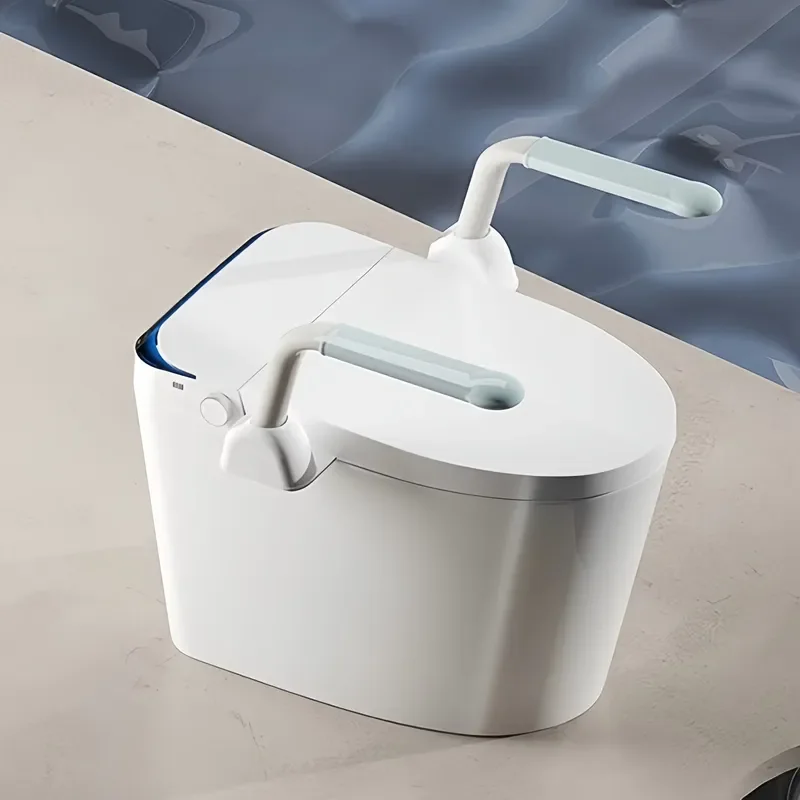 Elderly Toilet Safety Rail with Night Light S Type Water Saving Commode Support Handle for Disabled Seniors Bathroom Aid S