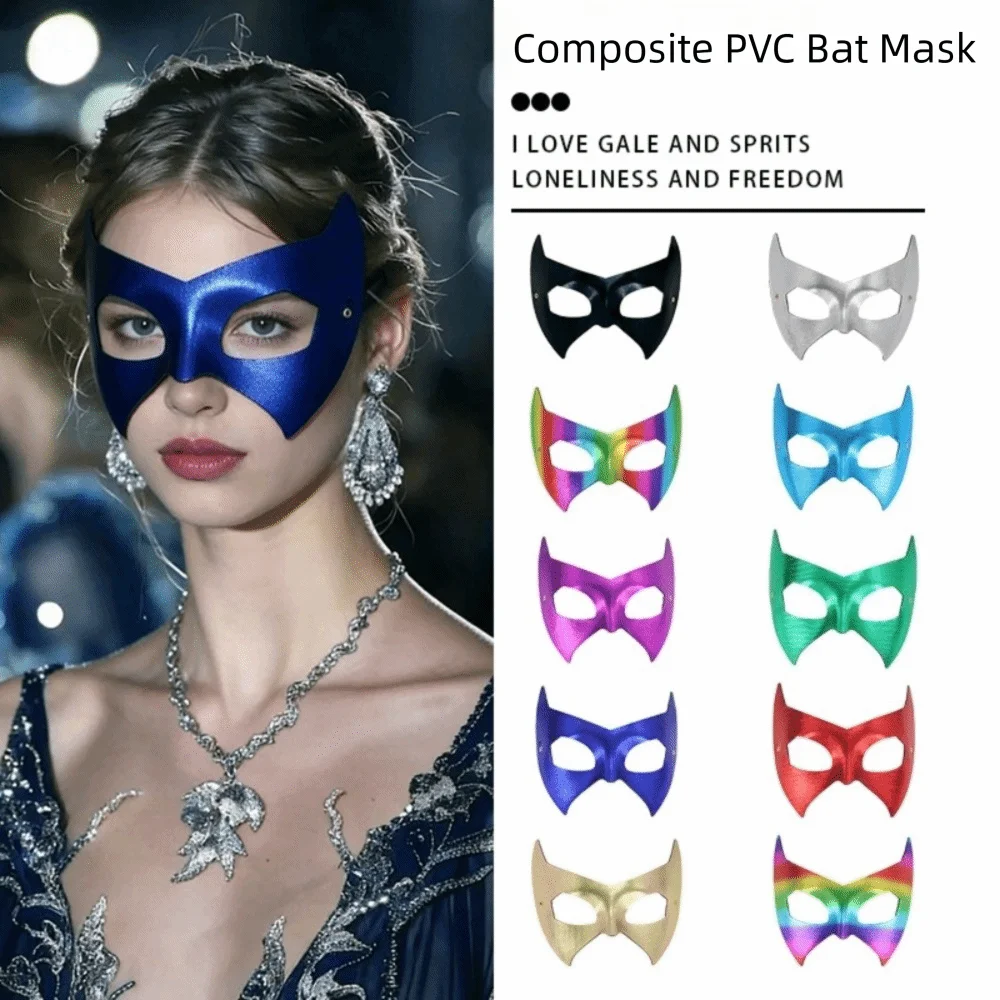 Stage Performance Masquerade Half Face Mask Gothic Style Punk Venice Mask Handsome Adjustable Bat Eye Mask Masquerade Ball