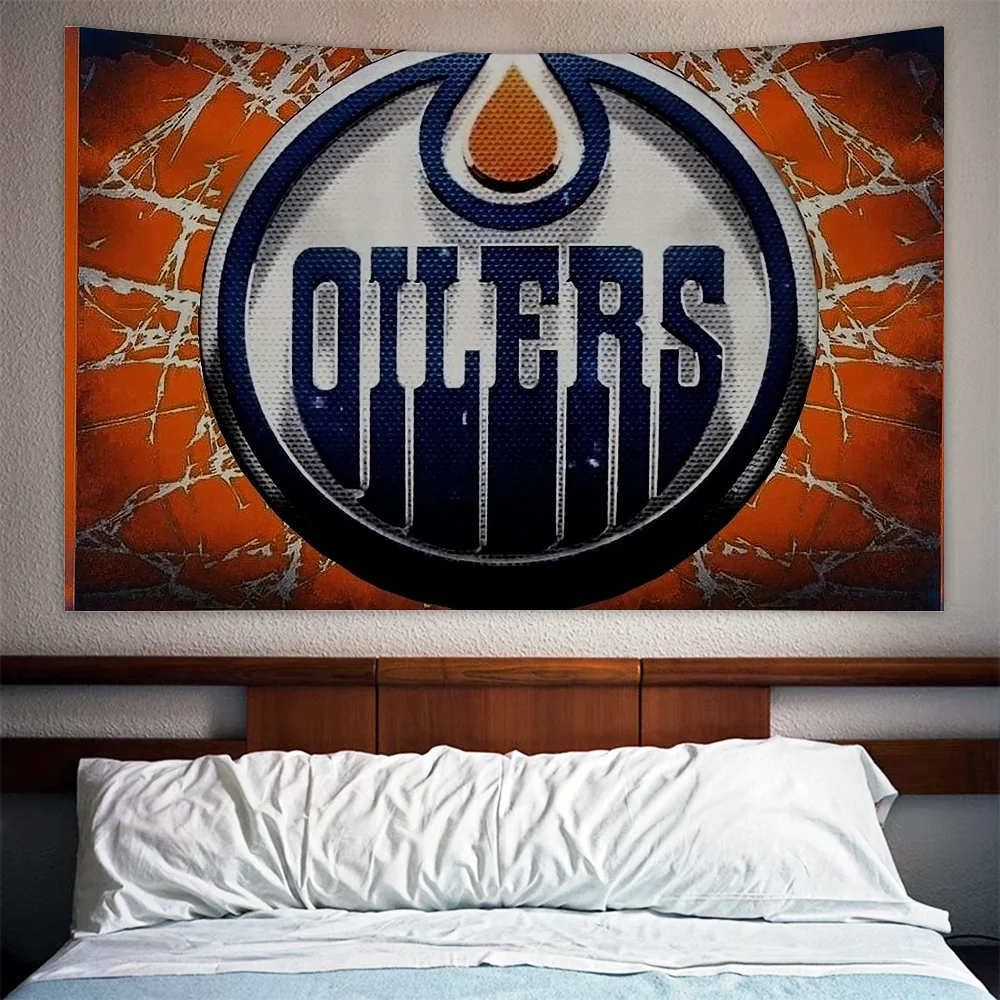 Anime Tapestry Wall Hanging Edmonton O-oilers Bedroom Decoration Cute Room Decor Aesthetic Boho Home Decoration Art Mural Decors