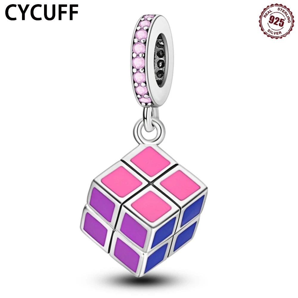 

CYCUFF стерлингового серебра 925, модные ювелирные изделия, красочный вращающийся кубик Рубика, подвеска для женщин, ювелирные изделия «сделай сам», подарок и путешествие