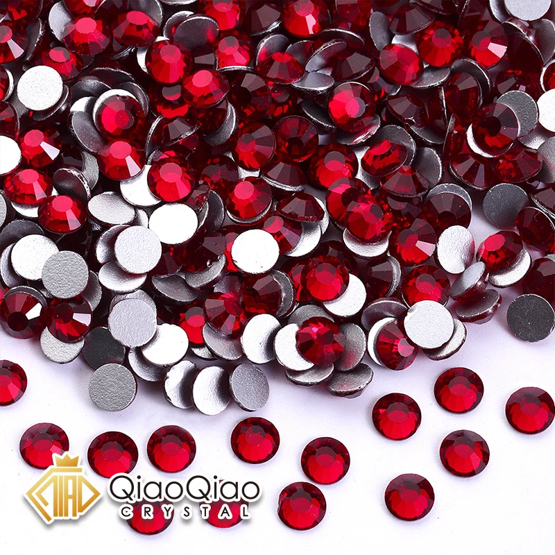 Strass QIAO SS4-SS50 Dark Siam non thermocollants, cristaux brillants à coller pour vêtements, décoration d'ongles.