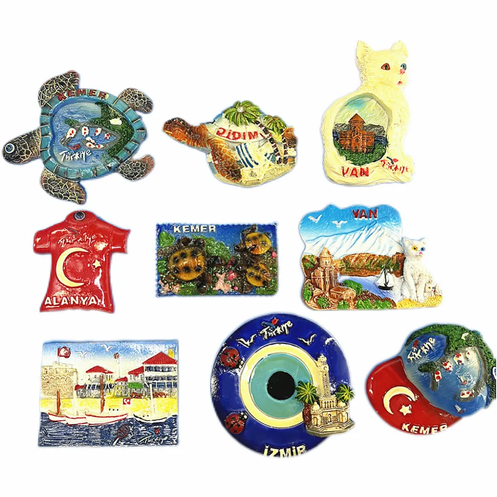 Turkey Didim Izmir Van Landmark 3D Fridge Magnet Bundle, Historic Cultural Souvenir Resin Collectible Gift Set