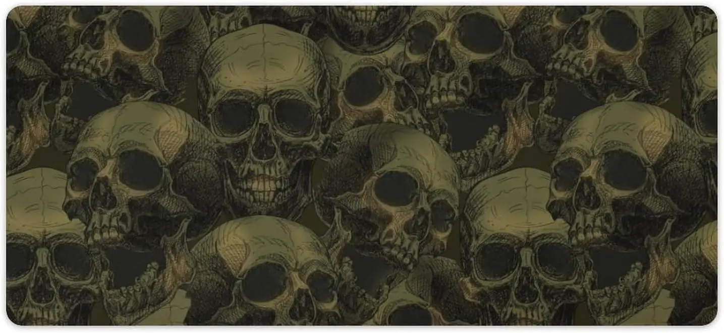 Skull Head Halloween Mouse Pad Large Desk Mats with Stitched Edge Rubber 36 X 16 In for Gaming Office Laptop Computer Home Gifts