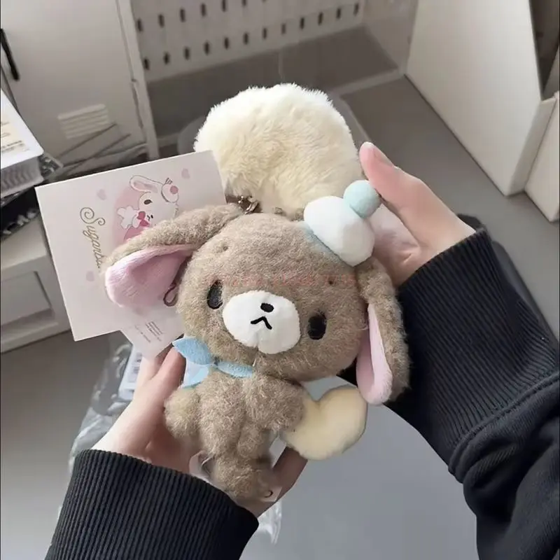 

Sugarbunnies Mascot Plush Keychain - Cute Shirousa & Kurousa Doll Keyring Heart Detail Keyholder Toy for Girls Gift