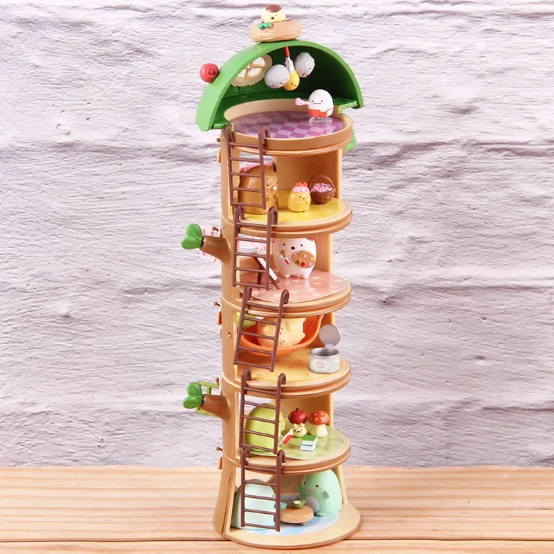 

Funny 6-Layer Little Dolls Holiday Inn Forest Tree Stump House PVC Action Figure House Anime Scenes Figure Children Play Toy