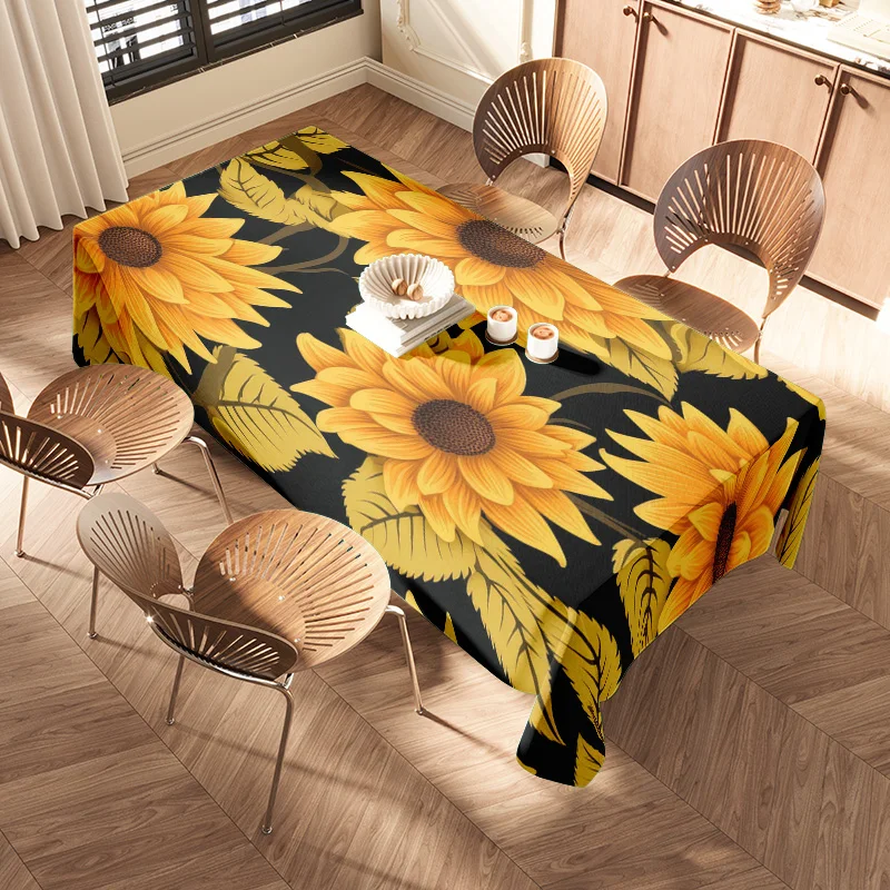 Vibrant Sunflower Tablecloth Decorative Floral Printed Table Runners for Dining Room Machine Washable 60x120cm Home Decoration
