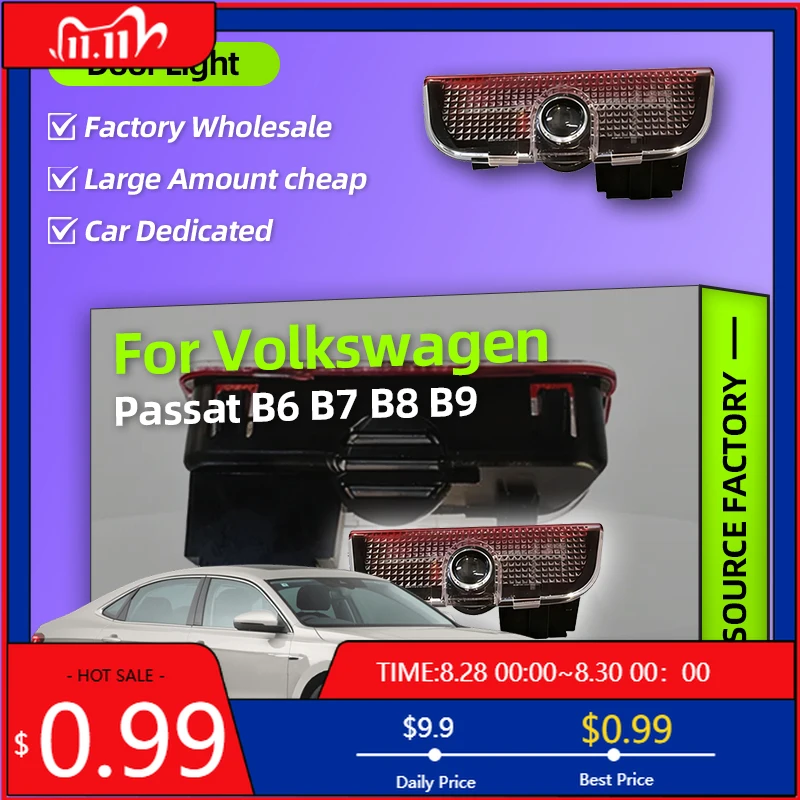 

2026 Новый для VW VOLKSWAGEN, 2 шт., аксессуары для предупреждения о двери автомобиля, приветственный свет для VW Tiguan T-ROC EOS Passat B6 B7 B8 B9 Golf 5 6 7
