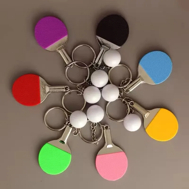 Creative Cute Mini Table Tennis Racket Keychain Paddle Ping Pong Pendant Keyring Bag Ornament For Men Women Car Trinket Gifts