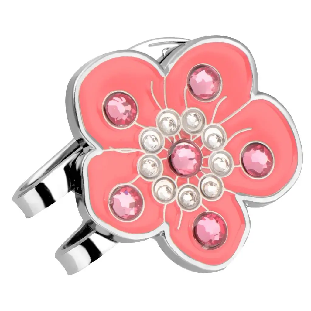 Plum Blossom Golf Crystal Clip Ball Marker for Golf Visor