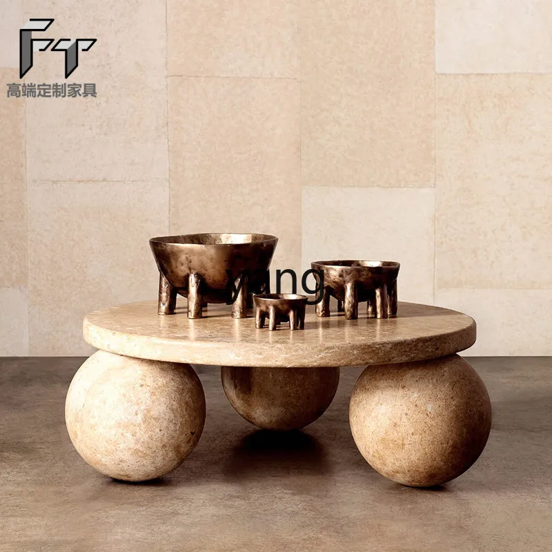 

LMM personalized round minimalist light luxury marble coffee table art coffee table