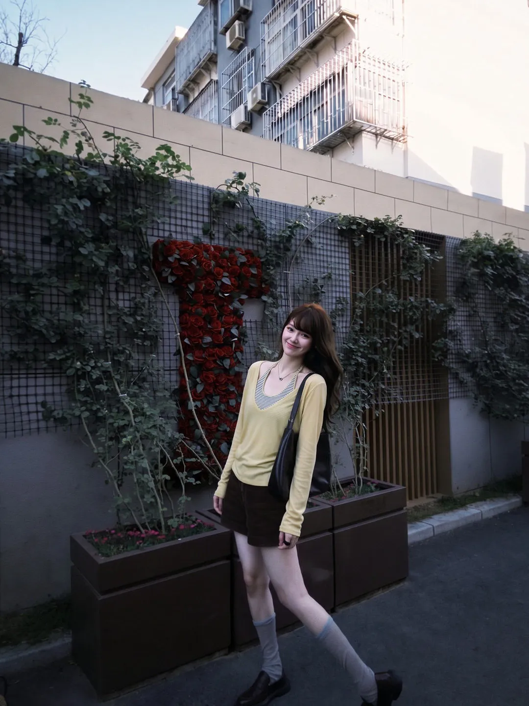Yellow Lazy Style Casual Neck Hanging Stripe Fake Two-Piece T-Shirt Women's Early Autumn Korean Sun Protection Long Sleeve Top