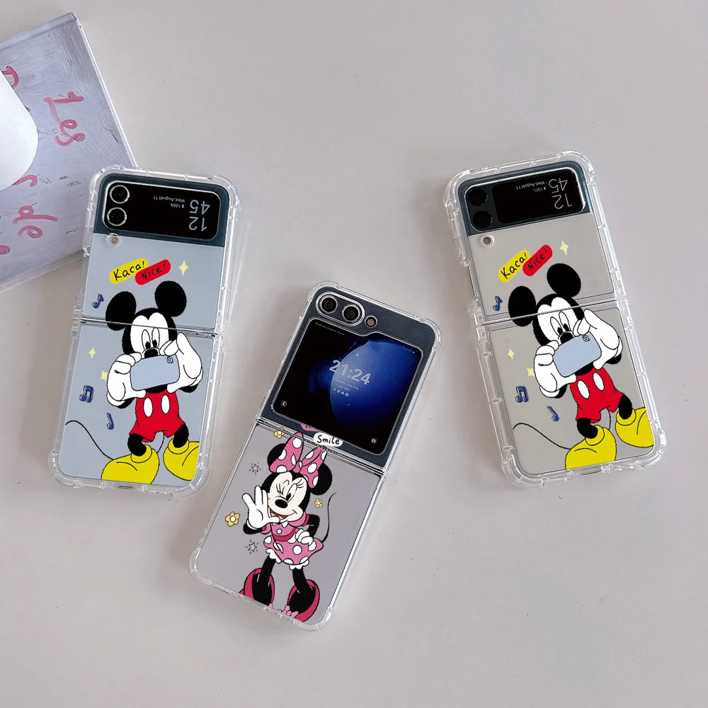 Disney Mickey and Minnie Phone Case for Samsung Galaxy Z Flip 3 4 Z Flip 5 6 Z Fold 4 5G PC Soft Anti-fall Back Cover