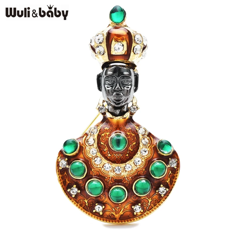 Wuli&baby Designer Africa Man Figure Brooches For Women Men Enamel Egyptian Princess King Casual Party Brooch Pins Gifts