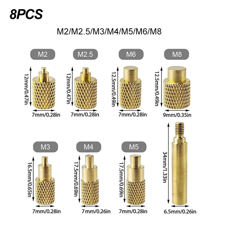 TS100 Heat Insert Nut Kit 3D Threaded Hole Implanted Hot Melt Brass Nut Pressure M2-M8 Tip Kit for TS101/Pinecil Soldering Iron