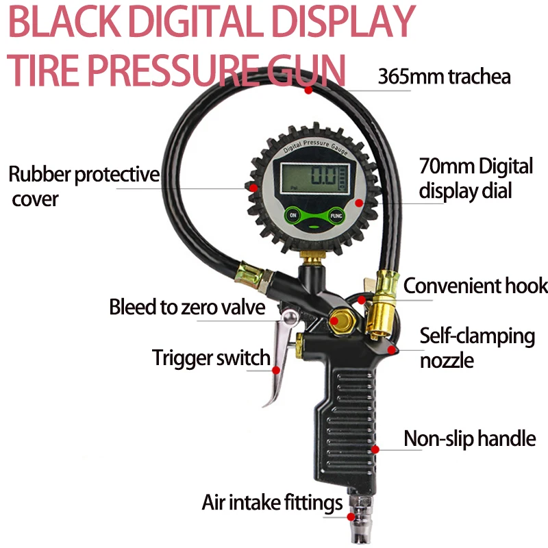 Imagem -06 - Digital Lcd Display Inflação Monitoramento Manômetro ue Pneu ar Pressão Inflator Calibre Led Backlight Veículo