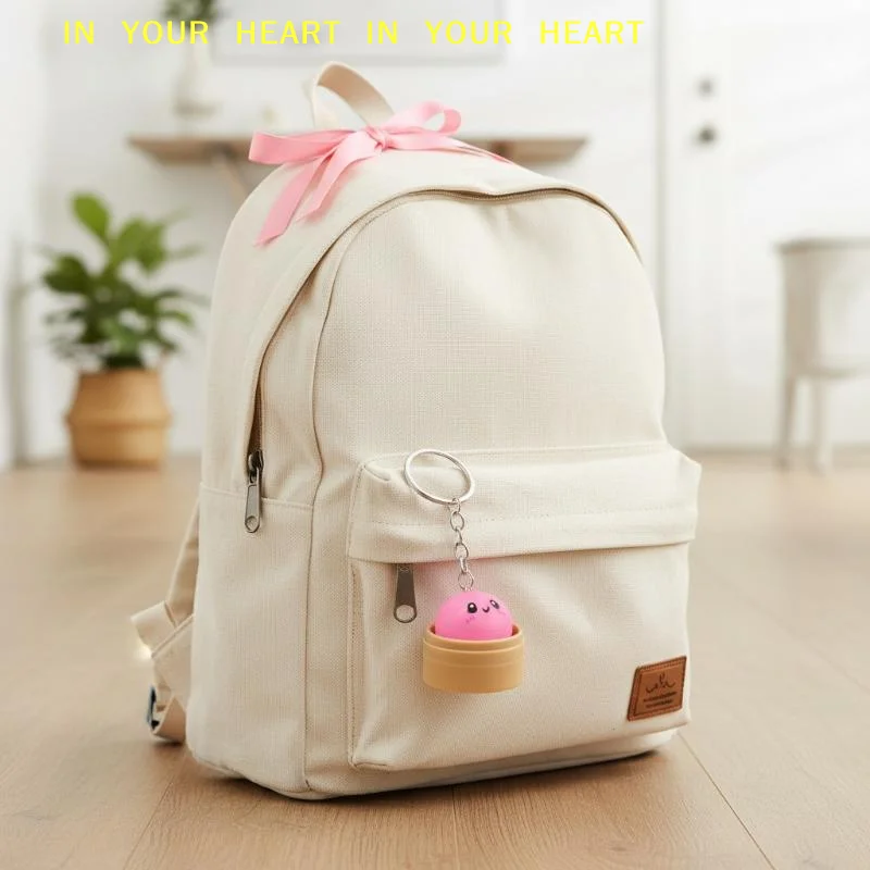 【X】Steamed Bun Squeeze Keychain Cute Kawaii Soft Mini Stress Relief Bag Decor for Teen Kids Birthday Gifts