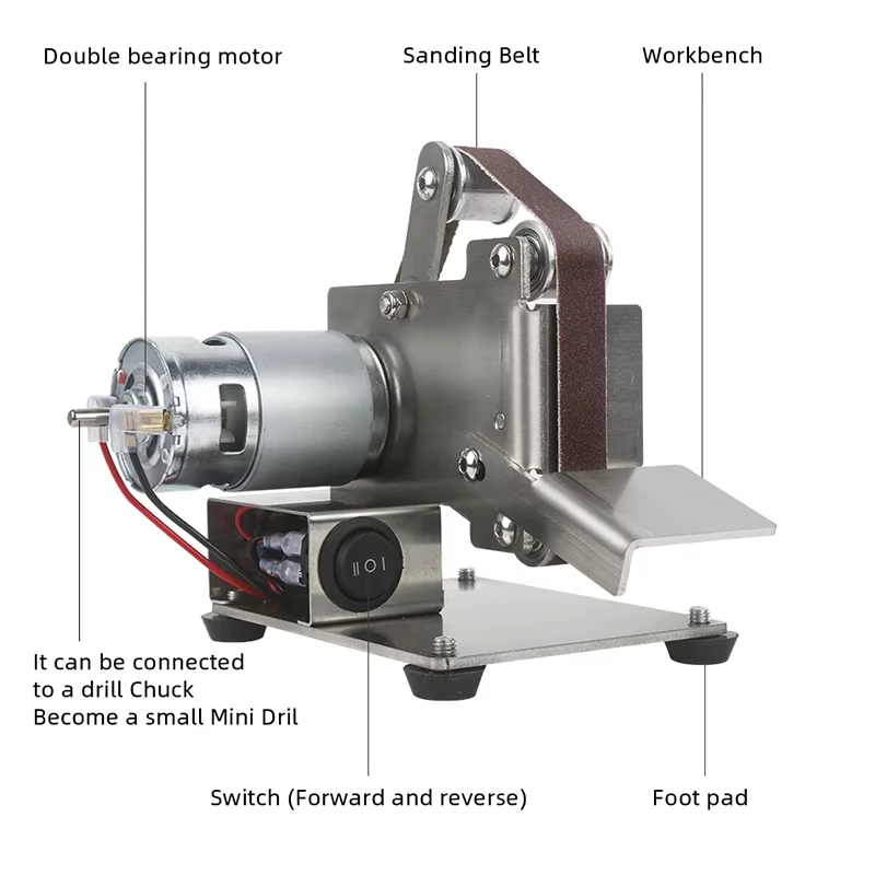 

MG-15/25 15/25mm Electric Sanding Polishing Mini Belt Sander Grinding Machine 7 Variable Speed for Polishing Wood Metal