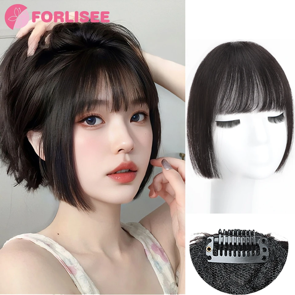 FORLISEE Synthetic Princess Cut Bangs Wig Female Bangs Ji Hair Fake Bangs Natural Forehead Wig Piece