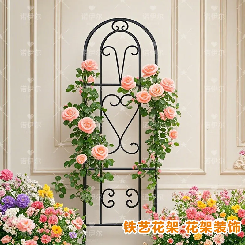 clematis climbing trellis, rose planting, garden fence, outdoor flower rack, support rod, iron art plant climbing frame