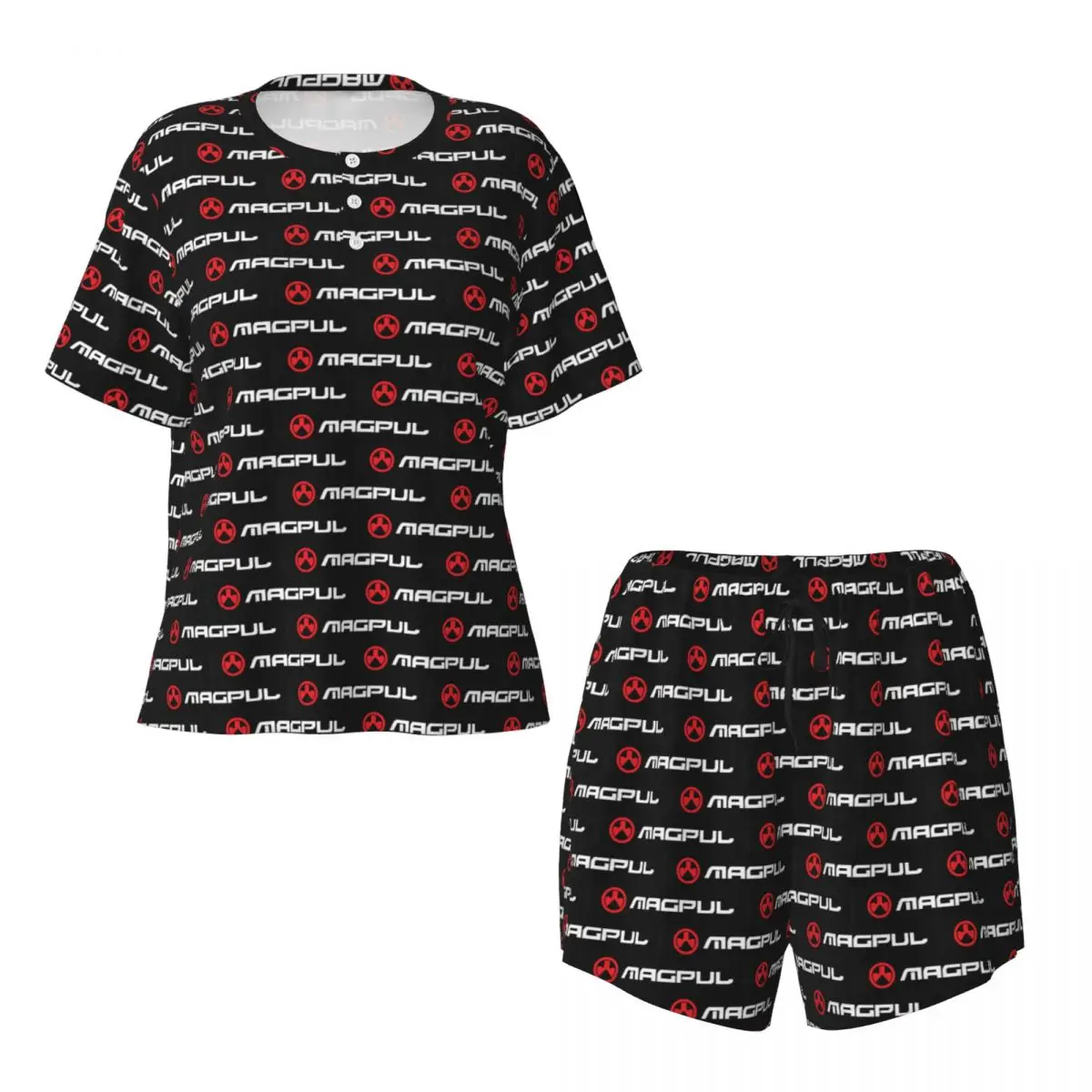 

Magpul Firearms Logo Gun Handgun Pmags Rifles Ar15 Round Neck Short Sleeves Nightdress for Sleeping Women Pajama Set Short Pants