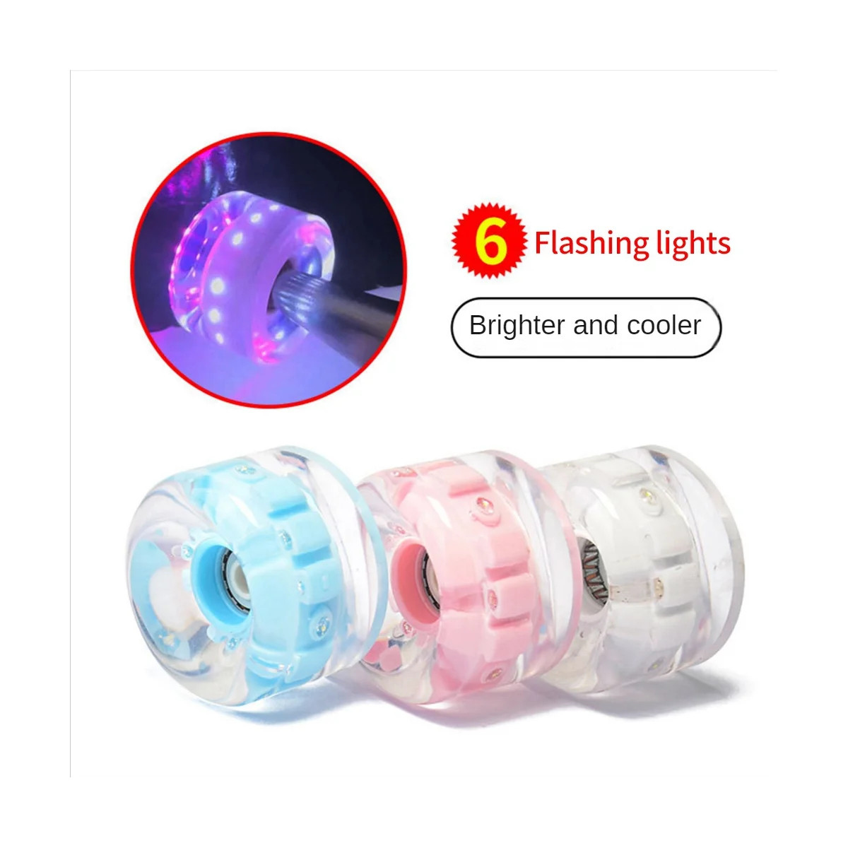 4Pcs Land Surfboard 6 Lights Luminous Wheel,Glitter PU Wheels,C