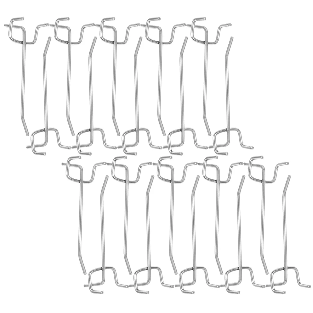 

20 Hooks 3.2-15cm Silver Iron Pegboard Tool Utility Heavy Duty Storage Wall Hanging Garage Shelving Accessories