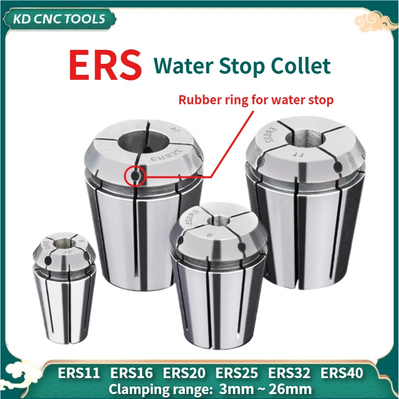 ERS Water stop collet ER11 ER16 ER20 ER25 ER32 ER40 Collet precision 0.008 Water outlet cooling ER holder ERS ERC CNC Collet