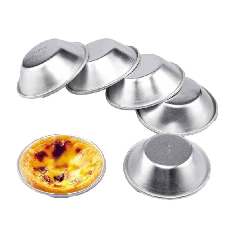 2~5PCS MoldEgg Tarts Pudding Kitchen Round Aluminum Alloy Mould for Steamed Cupcake Rice Home Cakes Tartlets Small Baking Tools