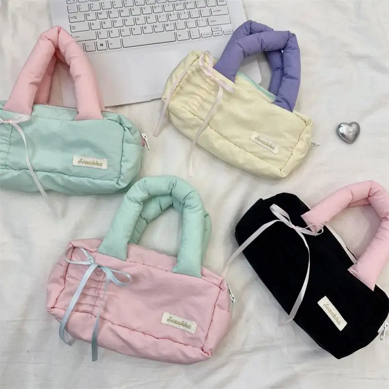 Simpatico astuccio per matite con fiocco multicolore Borsa per matite multifunzionale di grande capacità Borsa per penne per studenti Borsa per trucco portatile